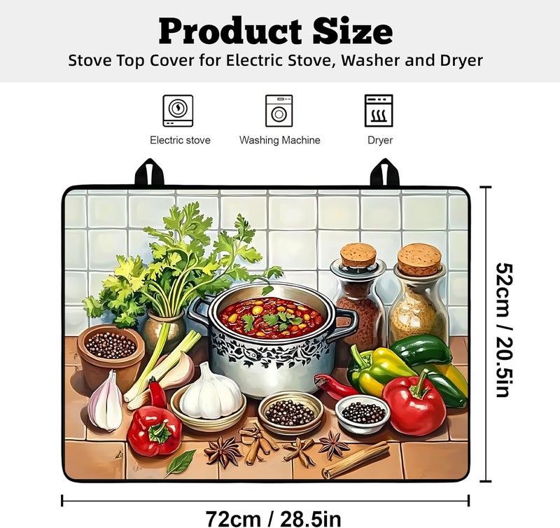 AOHMPT Multi-Design Stove Top Cover for Glass/Electric Stoves - 3-in-1 Heat-Resistant Protector Mat, Non-Slip Drying Rack 28"x20" - Image 2